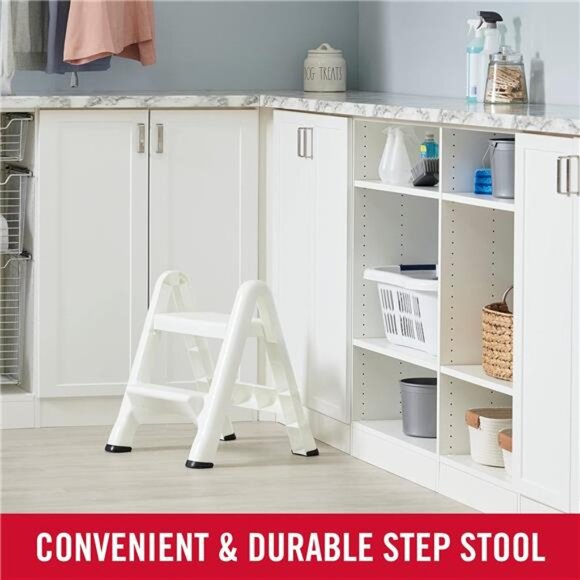 Two-Step Folding Foot Stool, 14-Inch High, White, 300 Pound Capacity, Small - Picture 4 of 7